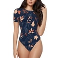 thumbnail image 1 of Fotbe Autumn Leaves With Blue Body de Mujer con Cuello Redondo y Mangas Cortas, Sin Mangas Ajustado, Suave, Cómodo y Básico-XX-Large, 1 of 7