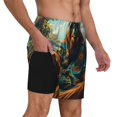 thumbnail image 2 of Yiaed Forest Meditating Gorilla Print Mens Swim Trunks Bathing Suit Compression Liner Beach Swim Shorts Swimwear Quick Dry Zipper Pocket No-Chafing Board Short-Large, 2 of 6