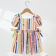 thumbnail image 2 of Robes pour Filles Tout-Petits Printemps Été Imprimé Coloré Manches Courtes Robe Princesse Robe Fille Taille 3-4T, 2 of 9
