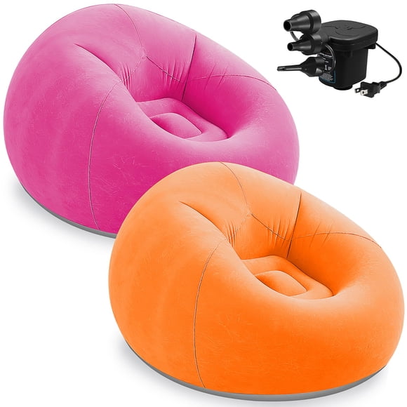 2 Pcs Bean Bag Chairs for Adults,Inflatable Chairs Lazy Sofa Lounger with Electric Air Pump,Folding Portable Blow up Couch for Ou