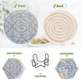 thumbnail image 7 of 6 Pcs Drink Coasters with Holder 3.94in Woven Coasters for Drinks Blue Elegant Geometric Design Coaster Set for Protection Table, 7 of 7