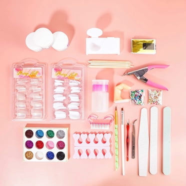 Nail Art Kit, Acrylic Powder Liquid Brush Glitter Clipper Primer File