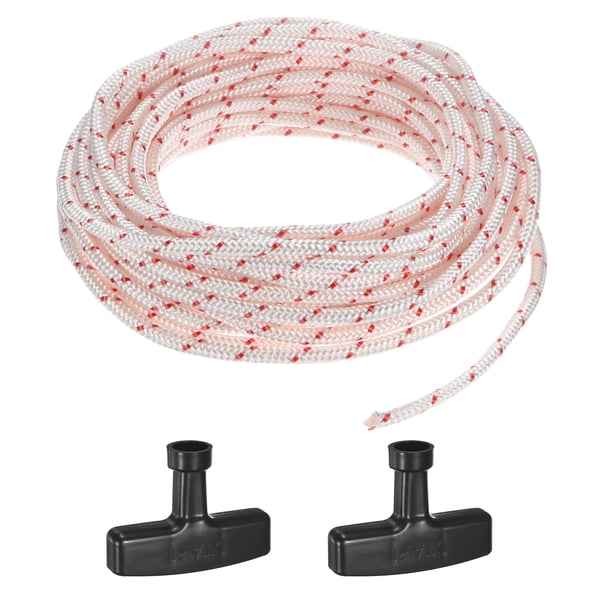Cuerda de arranque de retroceso Uxcell 5mm 10m Cuerda de nylon con mangos Blanco Rojo, Negro