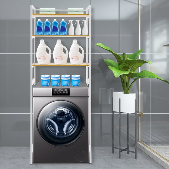 White 3-layer wave wheel (69cm) bathroom washing machine storage rack NEW