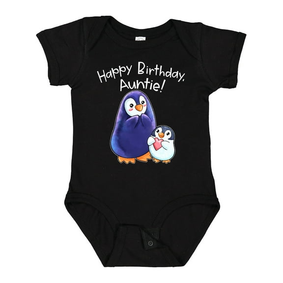 Inktastic Happy Birthday, Auntie Cute Penguins Boys or Girls Baby Bodysuit