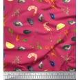 thumbnail image 1 of Soimoi polyester Crepe Fabric Gemstone,Lemon Slice & Prawns Food Printed Craft Fabric by the Yard 52 Inch Wide, 1 of 1