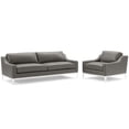 thumbnail image 2 of Modway Harness Stainless Steel & Leather Sofa and Armchair Set in Gray, 2 of 6