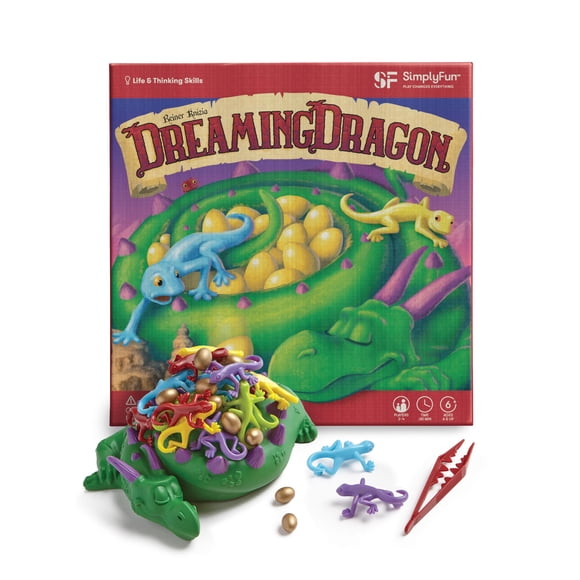 SimplyFun Dreaming Dragon - A Game for Kids Based on Steady Hands, Concentration, and A Little Luck - 2 to 4 Players - Kids Game Ages 6 & Up