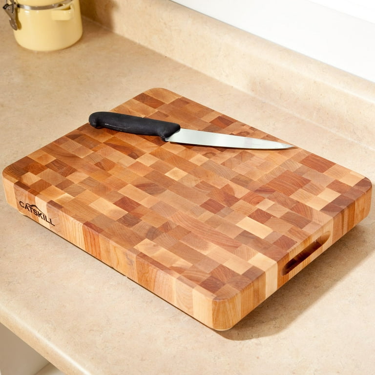  End Grain Wood cutting board - Wood Chopping block - Large cutting  board 16 x 12 Kitchen butcher block Oak cutting board non slip cutting board  with feet - Kitchen Wooden