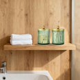 thumbnail image 4 of Sage Green Glass Qtip Holder Dispenser, Bathroom Canister Apothecary Jar for Cotton Swabs, Cotton Balls, Round Pads, Floss Picks, Countertop Storage Organizer Container for Vanity,Gold 4 Pack, 4 of 5