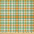 thumbnail image 2 of Ambesonne Orange Plaid Fabric by the Yard Microfiber, Gingham Art Checkered, 3 Yards, Sea Green and Tan, 2 of 2