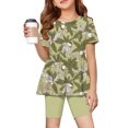 thumbnail image 3 of Grblisyd Girls Hawaiian Outfits Tops + Elastic Waist Shorts Clothing Sets Summer Clothes 1-13 Years, 3 of 6