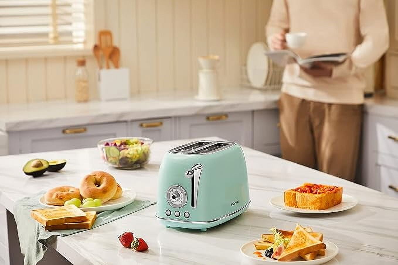 Bear 2-Slice Toaster, Stainless Steel with Variable Heat Setting