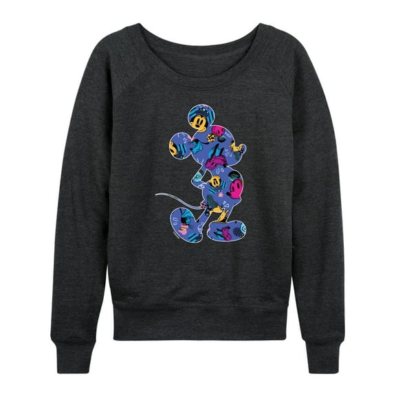 Mickey & Friends - Mickey Silhouette Expressive Pattern - Women's Lightweight French Terry Long Sleeve Shirt