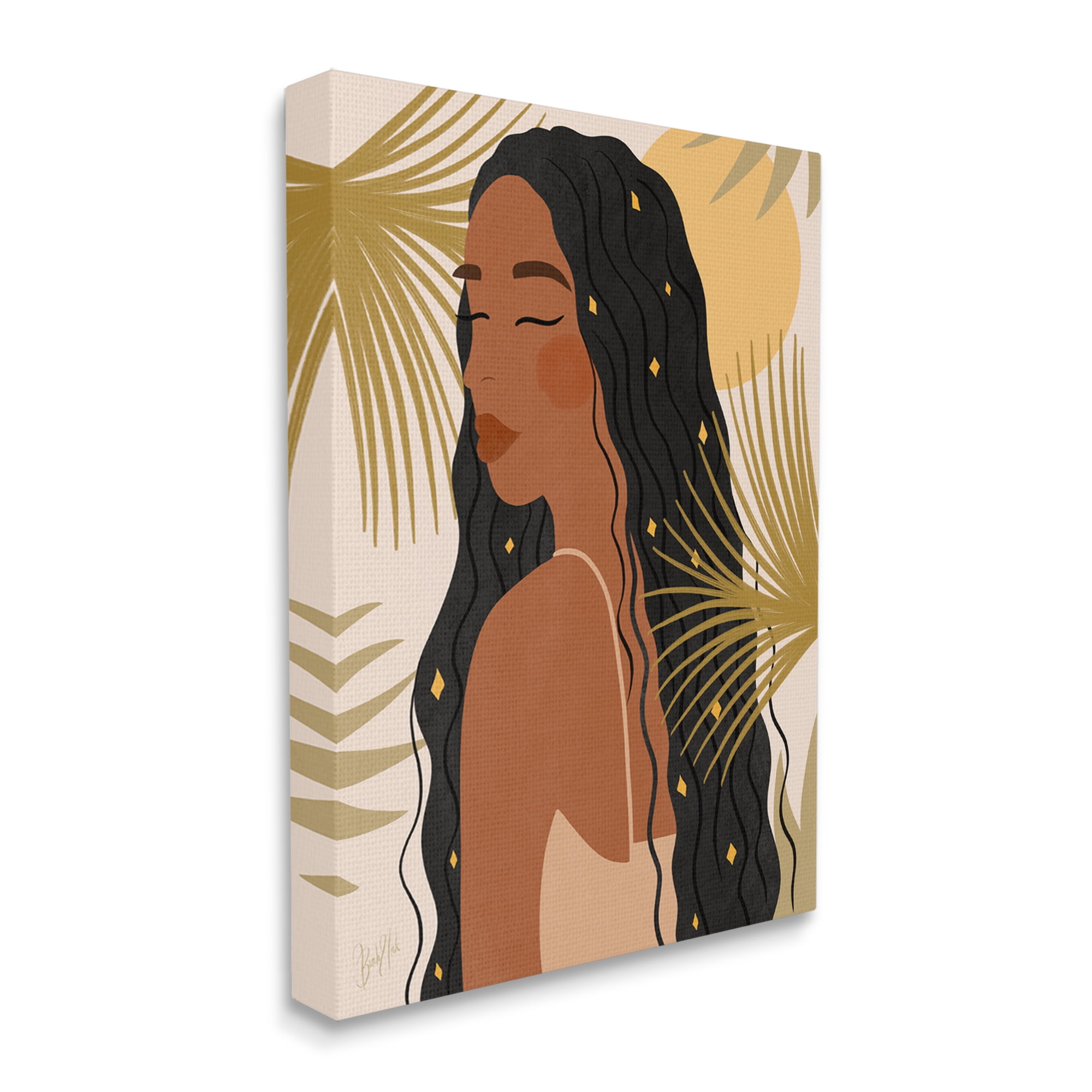 Stupell Industries Desert Plant Leaves Sunlit Starry Haired Woman Graphic Art Gallery Wrapped Canvas Print Wall Art, Design by Birch&Ink