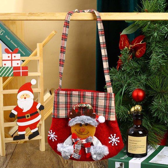 Christmas Drawstring Candy Bags, Festive Holiday Gift Bags,Xmas Goodie Bags, Party Favors, Cookie & Chocolate Storage, Reusable and Washable Cloth Gift Pouch for Xmas Decorations(Elk)