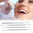 thumbnail image 3 of 4pcs Stainless Steel Dental Tools Kit Dentists Pick Tool Teeth Scraper Set for Personal & Professional Use, 3 of 10