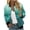 Green, variant on Women's Autumn Winter Casual Baseball Jacket Blue Green Printed Denim with Ribbed Cuffs, Zip-Up Short Coat
