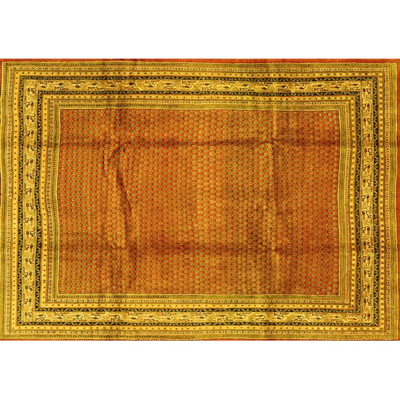 Ahgly Company Indoor Rectangle Persian Yellow Traditional Area Rugs, 6' x 9'