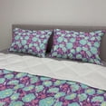 thumbnail image 2 of Floral Comforter & Sham Bedding Set, Feminine Composition of Peonies, 3 pcs Duvet Set Microfiber Filling Quilt, 5 Sizes, Seafoam Violet, by Ambesonne, 2 of 4