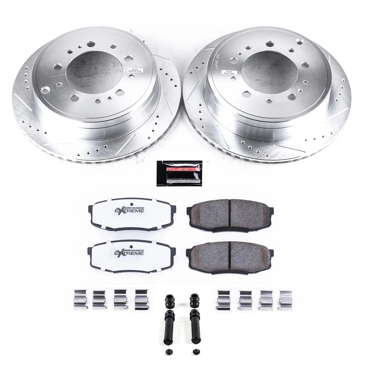 PowerStop Rear Z36 Truck & Tow Carbon-Fiber Ceramic Brake Pad and Drilled and Slotted Rotor Kit Fits: LEXUS TOYOTA Select Models K3073-36