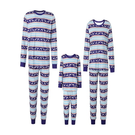 

Christmas Family Matching Pajamas Set Adult Kids Baby Stripe T-Shirt Tops+Deer Printed Pants Sleepwear Nightwear Set