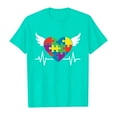 thumbnail image 4 of MIXUE Kids Girls Tops & T-Shirts Summer Cartoon Heart Print Round Neck Short Sleeve Loose Pullover T Shirts Holiday Wear,Green,7-8 Years, 4 of 4