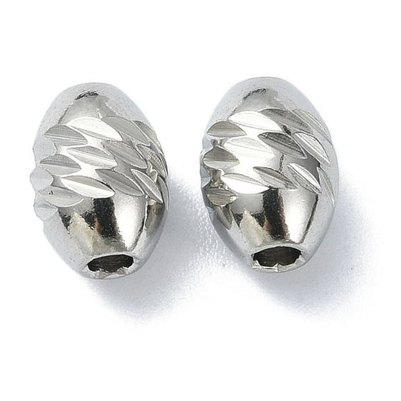 50pcs Non-Tarnish 316 Surgical Stainless Steel Bead Oval Stainless Steel color 8x6mm Hole: 1.8mm
