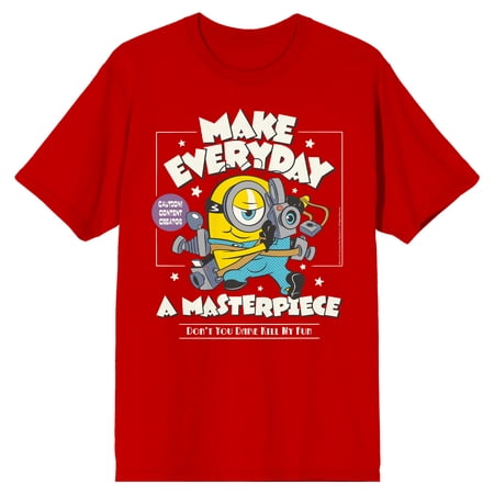 Minions 3 Make Everyday a Masterpiece Men s Graphic Tee – Short Sleeve Crew Neck Cotton T-Shirt – Officially Licensed-Large