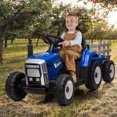 thumbnail image 4 of EastVita 12V Farm Driving Simulation Ride on Car Ride Toy Electric Tractor with Trailer, Toddler Diding, with Remote Control, 7-LED Headlight/2+1 Gear Shift/MP3 Player/USB Port for 3 Age+ Kids, 4 of 9