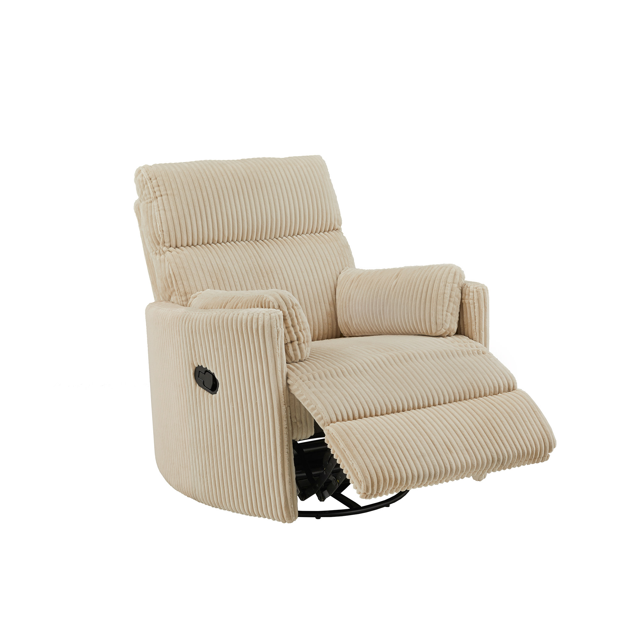 Weston Home Sloan Plush Corduroy Fabric Manual Swivel Glider Recliner, Beige