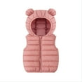 thumbnail image 3 of Esaierrr Toddler Kids Solid Colour Hooded Ears Waistcoat Down Jacket 1-7Y Warm Outerwear Spring Autumn Sleeveless Jacket Cotton Coat Tops, 3 of 8