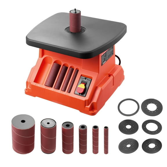 VEVOR Oscillating Spindle Sander, 2400RPM Benchtop Spindle Sander with 6 Sleeves (1/2"-3"), 5/8" Stroke & 15.4 x 16.3-inch Wide Worktable for Furniture Finishing, Crafts Sanding, DIY Woodworking