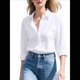 thumbnail image 3 of Camisa de Larga con Botones para Mujer, Corte Clásico, Blusa para Oficina y Trabajo. M, 3 of 6