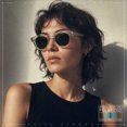 thumbnail image 3 of SA106 Geometric Round Polarized Sunglasses Retro Hipster UV400 TAC Lens / Peach Frame - Green Lens, 3 of 8