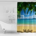 thumbnail image 3 of Shower Curtain Watercolor Beach Teal Ocean Wave Waterproof Shower Curtain Set with Hooks for Bathroom Showers,Stalls and Bathtubs,54x78InSeaside Green Leaves, 3 of 9