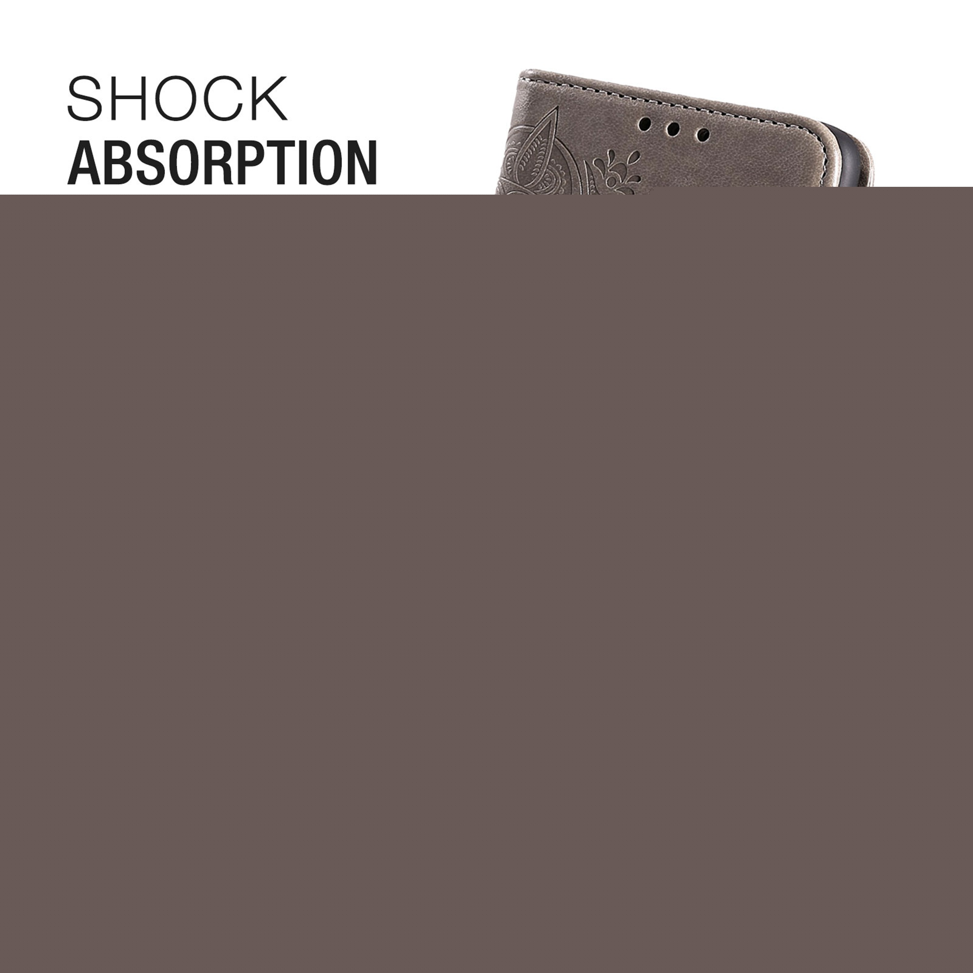 thumbnail image 5 of Galaxy A51 Case, Dteck Embossed Tree Pattern PU Leather Wallet Case Folio Stand Protective Cover With Hand Strap Compatible With Samsung Galaxy A51 4G (not fit A51 5G), Gray, 5 of 6