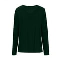 thumbnail image 5 of Sevevn Fashion Women's Casual Comfortable Solid Long Sleeved V-Neck Blouse T-Shirt Top Green XL Gift for Girls, 5 of 7
