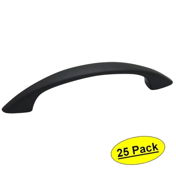 Cosmas 1387FB Flat Black Cabinet Hardware Handle Pull - 3" Hole Centers - 25 Pack