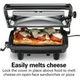 thumbnail image 5 of Hamilton Beach Panini Press Sandwich Maker & Electric Indoor Grill with Locking Lid, Opens 180 Degrees for any Thickness for Quesadillas, Burgers & More, Nonstick 8" x 10" Grids, Chrome (254, 5 of 5