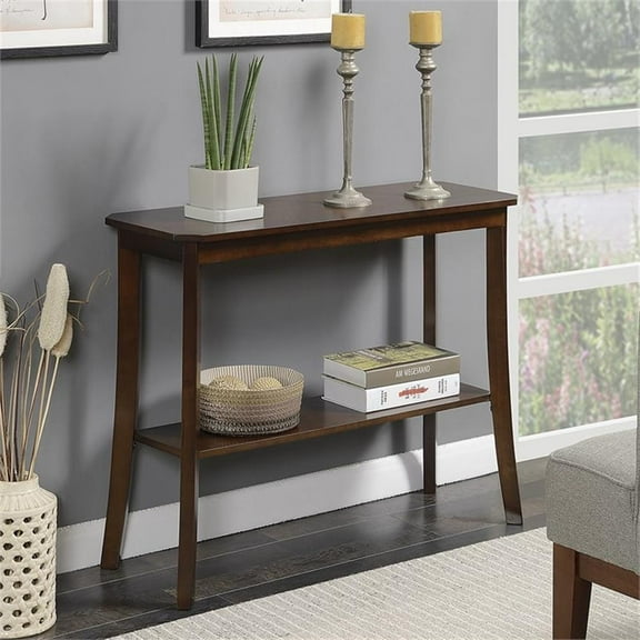 Pemberly Row Traditional Console Table in Espresso Wood Finish