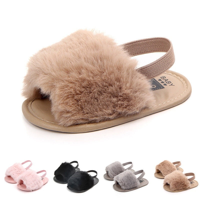 baby girl fur sandals