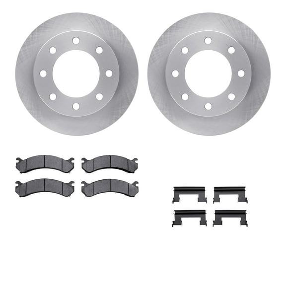 Dynamic Friction Company Front Brake Rotors with Heavy Duty Brake Pads includes Hardware 6212-48252