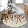thumbnail image 3 of Round Area Rugs Collection 4 Ft, Brown Eucalyptus Leaves Non-Slip Residential Carpet, Spring Leaves Plants Country Beige Indoor Crawling Mats Runner Rugs for Living Room/Dining Room/Bedroom, 3 of 8