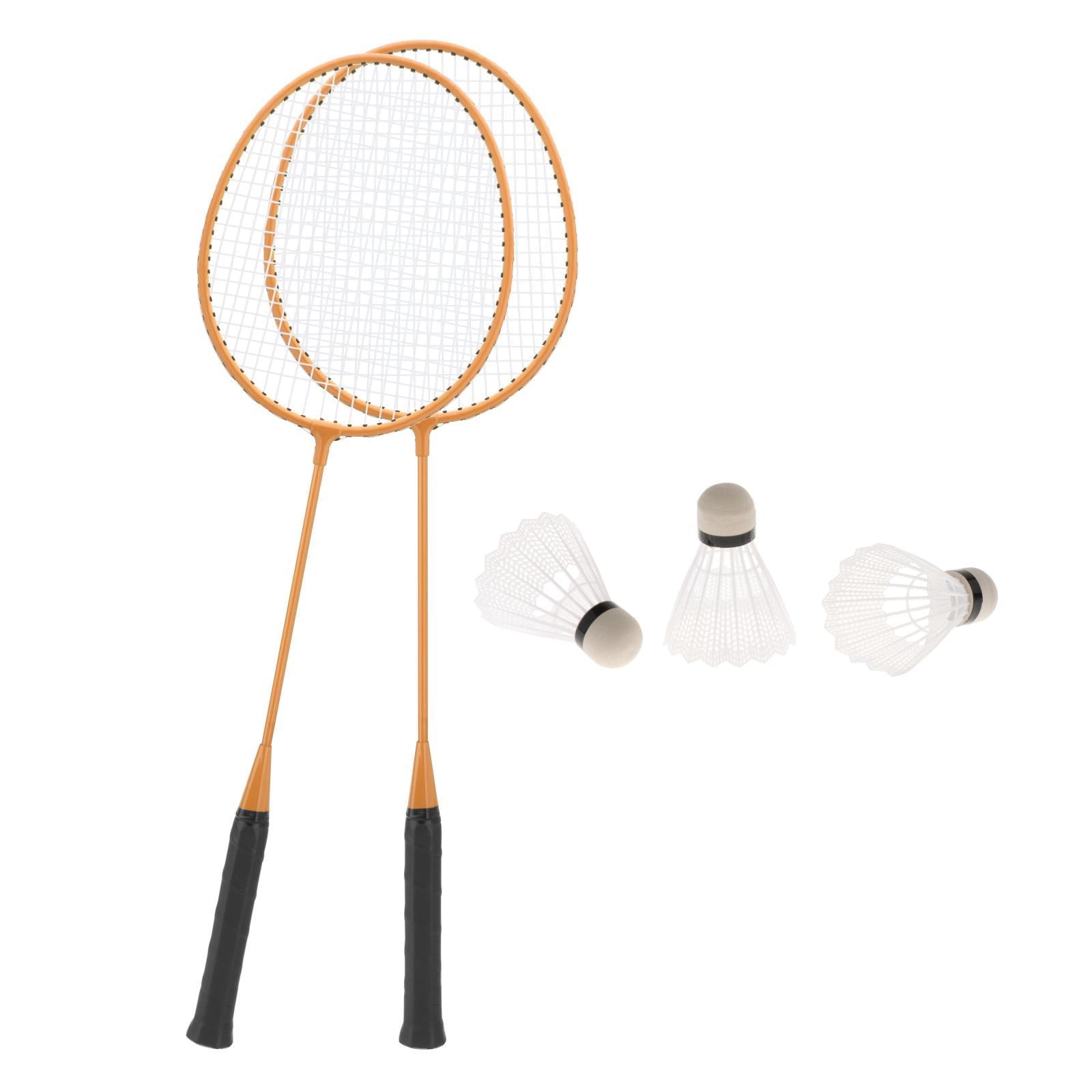 2Pcs Badminton Rackets with 3 Nylon Balls Professional Badminton Shuttlecock Yellow