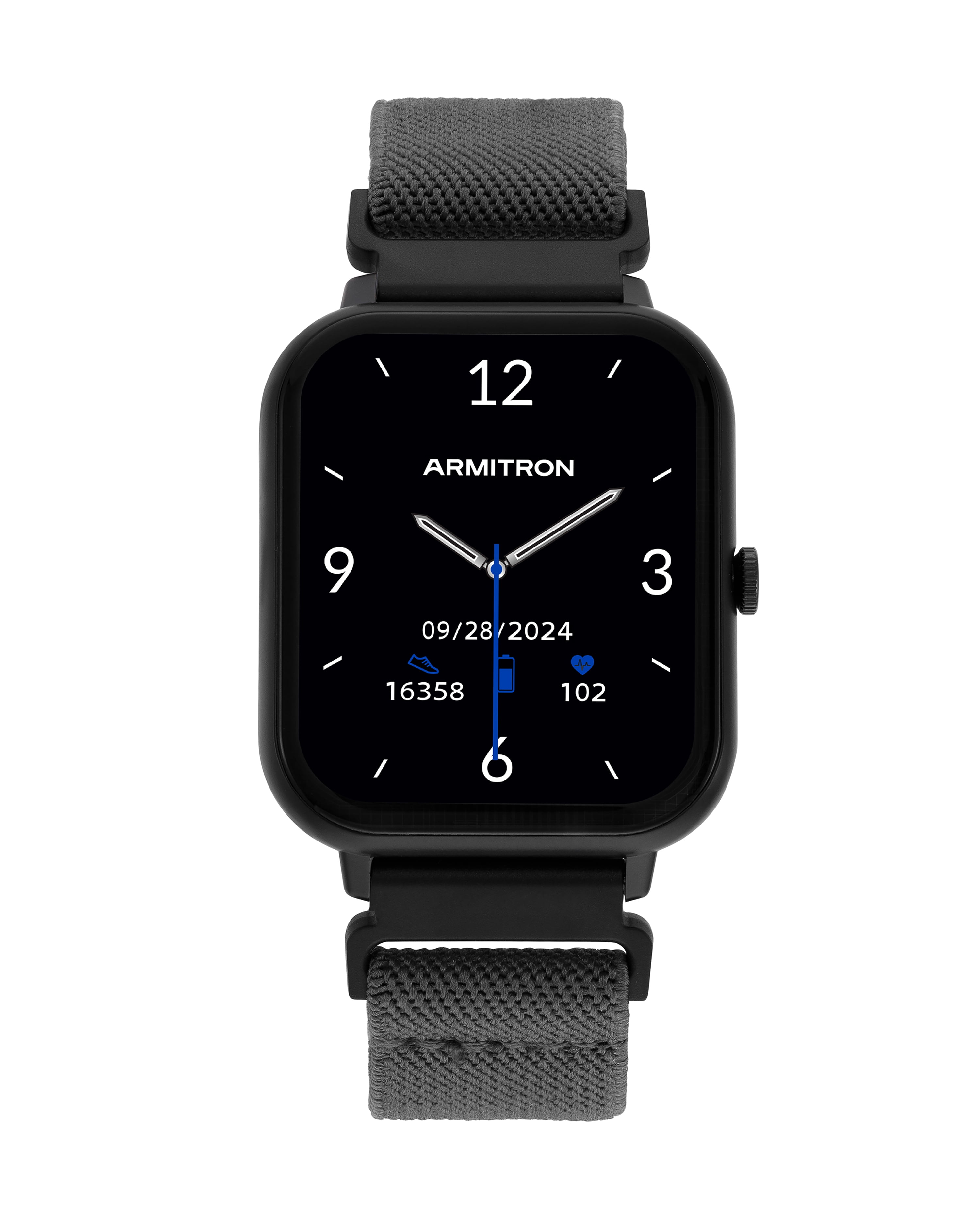 Armitron Eclipse Adult 45mm w/Voice Assistant & Backlight Smart Watch w/Charging Cable, Watch Band, Gray
