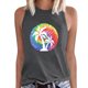 thumbnail image 1 of Gibobby Mujeres Casual Cocotero Impresión Mangas Cuello Redondo Camiseta Suelta Blusa Tops(Gris oscuro,XG), 1 of 4