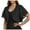 Black, variant on Hueihxs Women Fashion Solid Short Sleeve Cropped Bolero Open Front Chiffon Cardigan