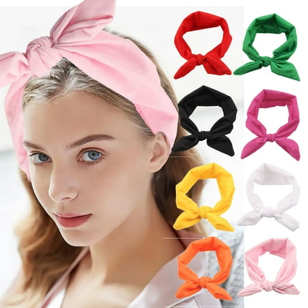 Turban Headband Coolmade 8 Pack Women Headwraps Workout Hair Band Girls Bows Bandana Yoga Running Boho Elastic Head Wrap Accessories Fashion Sport Solid Color
