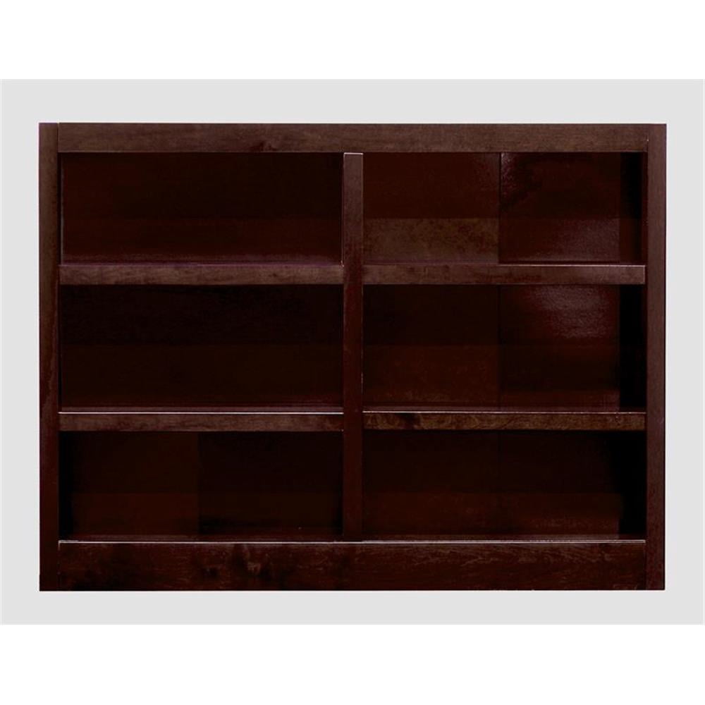Home Square Traditional 6-Shelf Double Wide Wood Bookcase Set in Cherry
